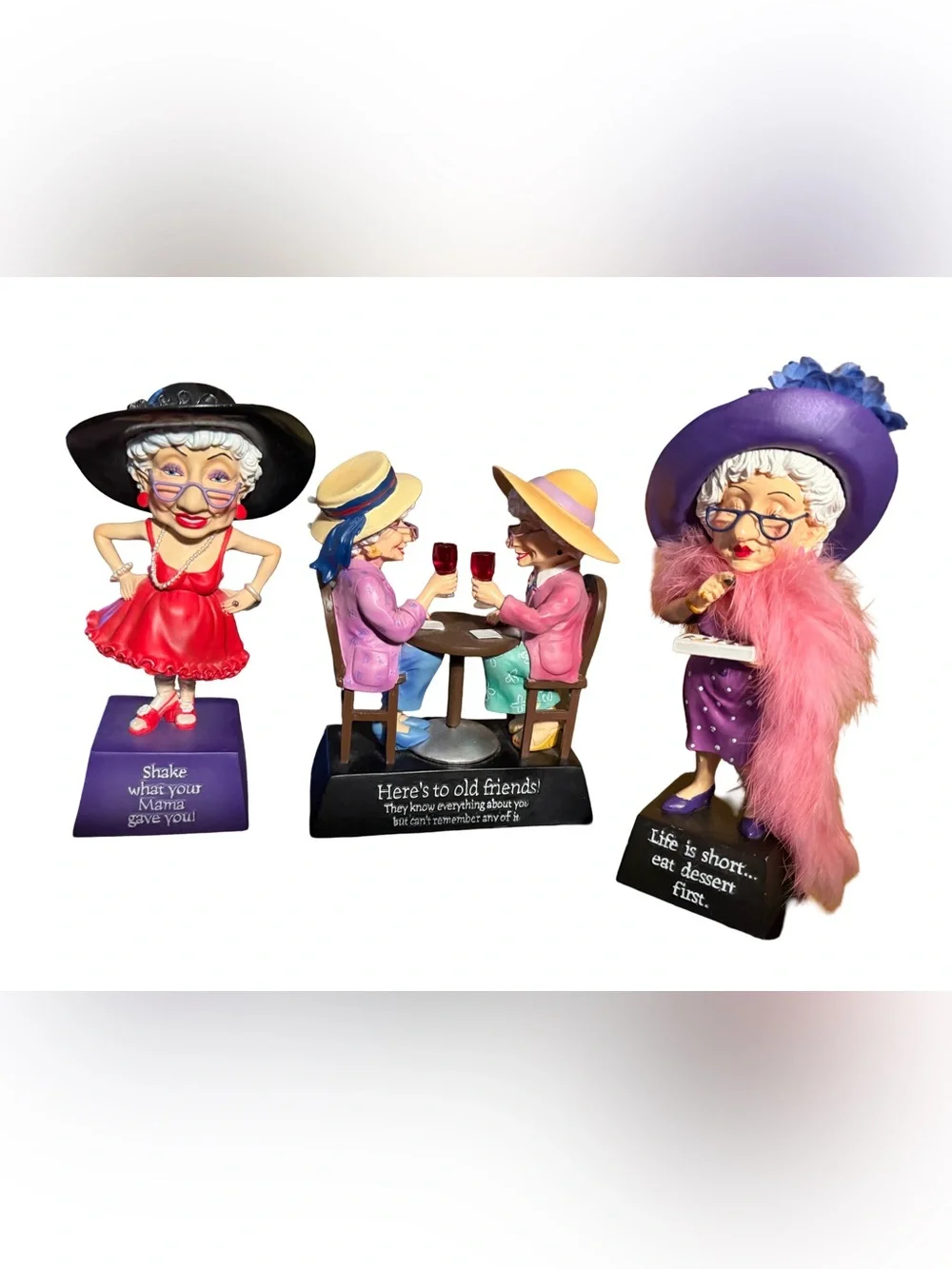 Biddy’s Vintage EUC Set of 3 Whimsical Old Lady Figurine Collection Decor